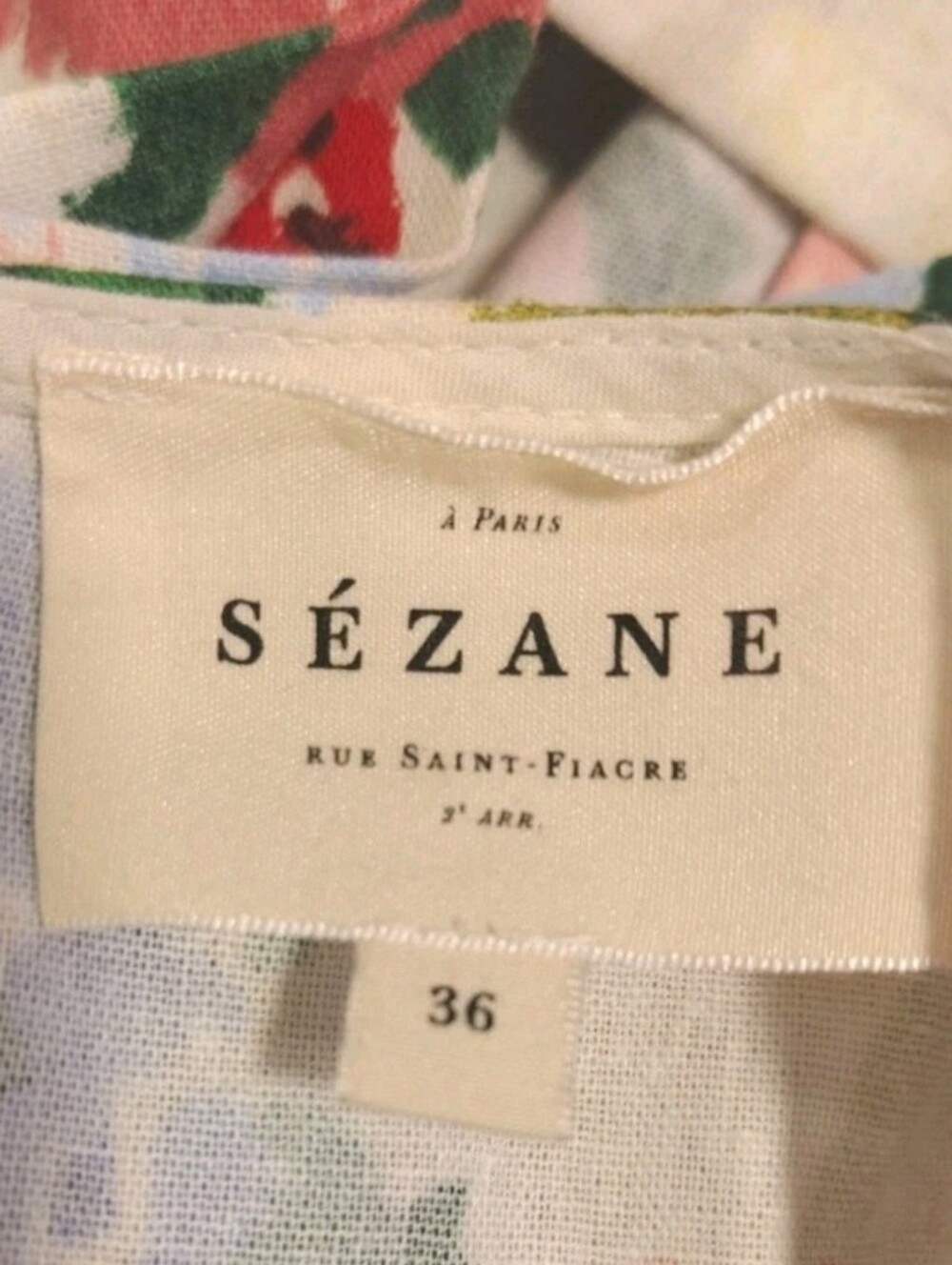 Sezane Jiana Dress Linen Blend Italy Floral Open Back Puff Sleeve Midi Luxury 4 - Picture 9 of 11